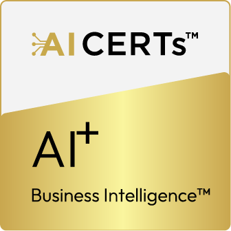 Gold certification badge for AI+ Business Intelligence.